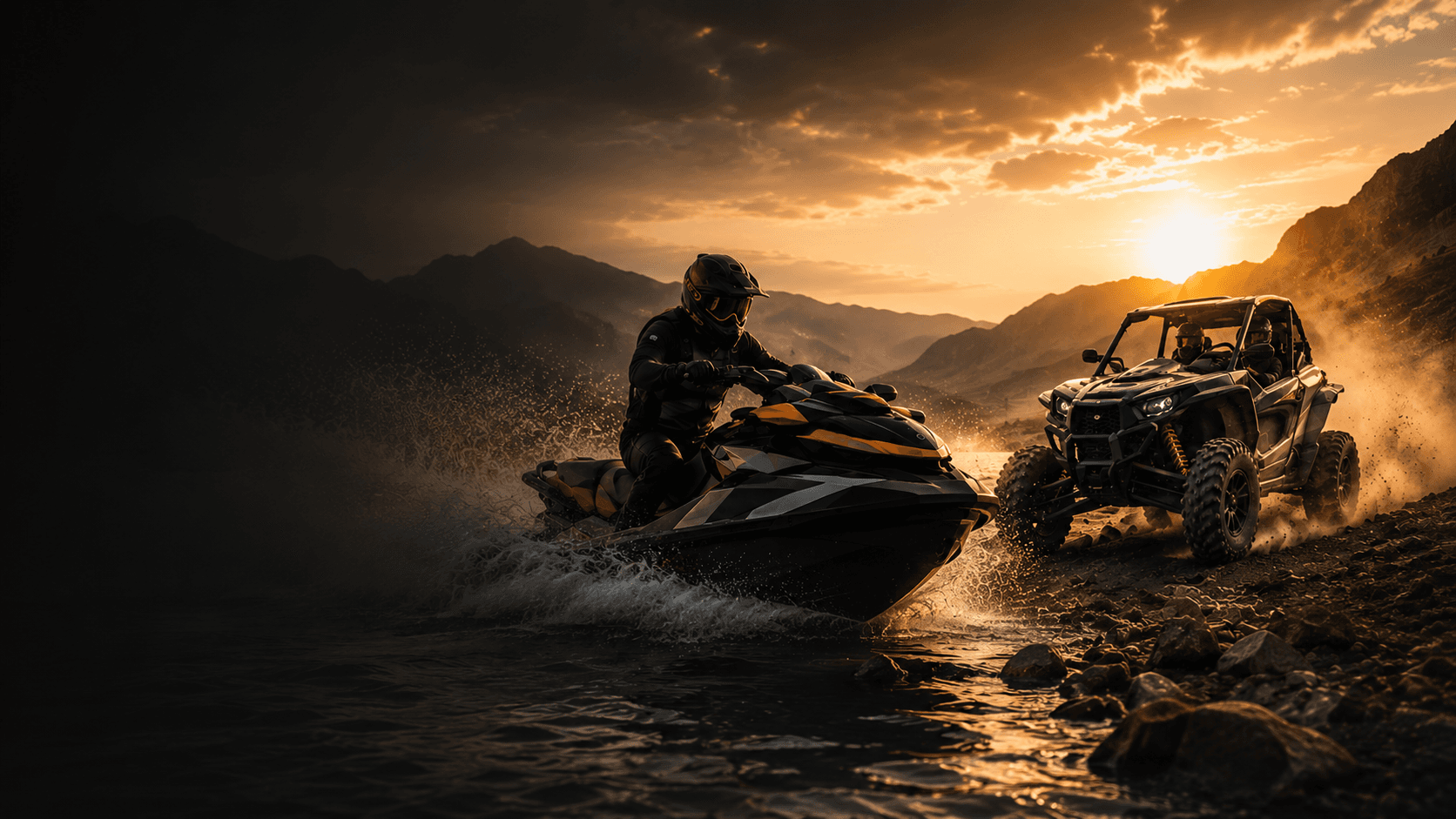 Jetski e UTV em ação